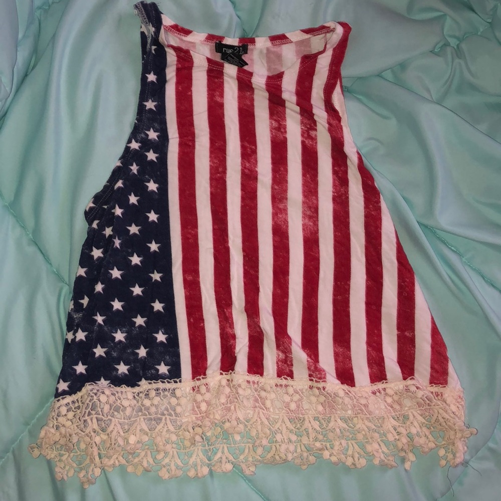 American Flag tank top, cropped